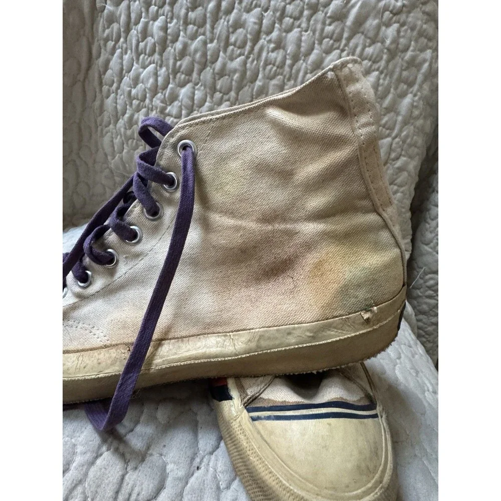 Vintage Pro-Keds High Top Basketball Shoes Off White Distressed 13” Outsole RARE